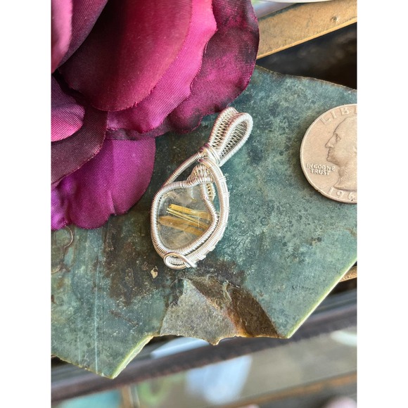 Gold Rutile Quartz Wrapped In 925 Sterling Silver - Picture 2 of 10